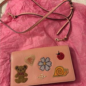 Coach Pink Crossbody with Fun Embroidery